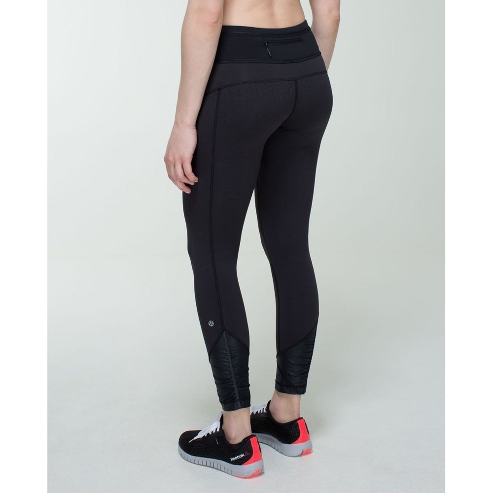 Lululemon Pace Queen Tights Women's 8 Black Reflective 7/8 Luxtreme Gym Running